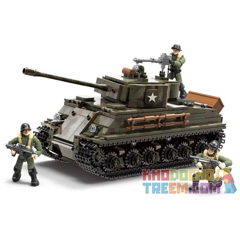 XIANG JUN XJ-908 non Lego TĂNG HẠNG TRUNG M4 SHERMAN bộ đồ chơi xếp lắp ráp ghép mô hình Military Army M4 TANK SHERMAN MEDIUM Quân Sự Bộ Đội 920 khối