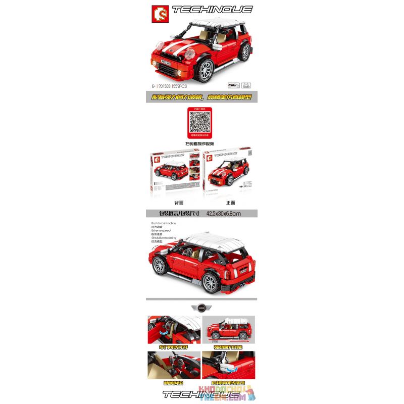 SEMBO 701503 non  XE THỂ THAO MINI bộ đồ chơi xếp lắp ráp ghép mô hình  TECHINQUE Kỹ Thuật Công Nghệ Cao Mô Hình Phương Tiện 557 khối