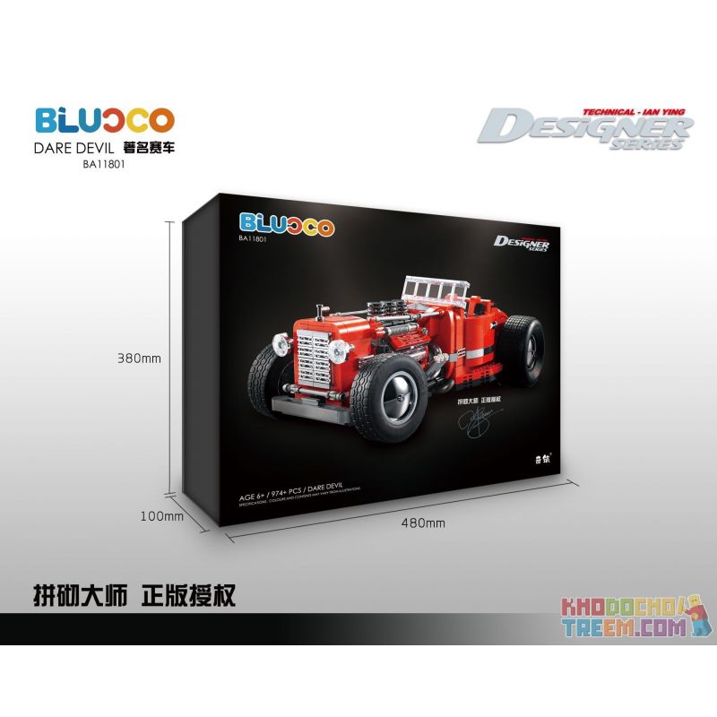 STRANGE BUILDING BA11801 11801 non  XE ĐUA CỔ ĐIỂN MÀU ĐỎ NỔI TIẾNG bộ đồ chơi xếp lắp ráp ghép mô hình Creator DARE DEVIL Sáng Tạo 974 khối
