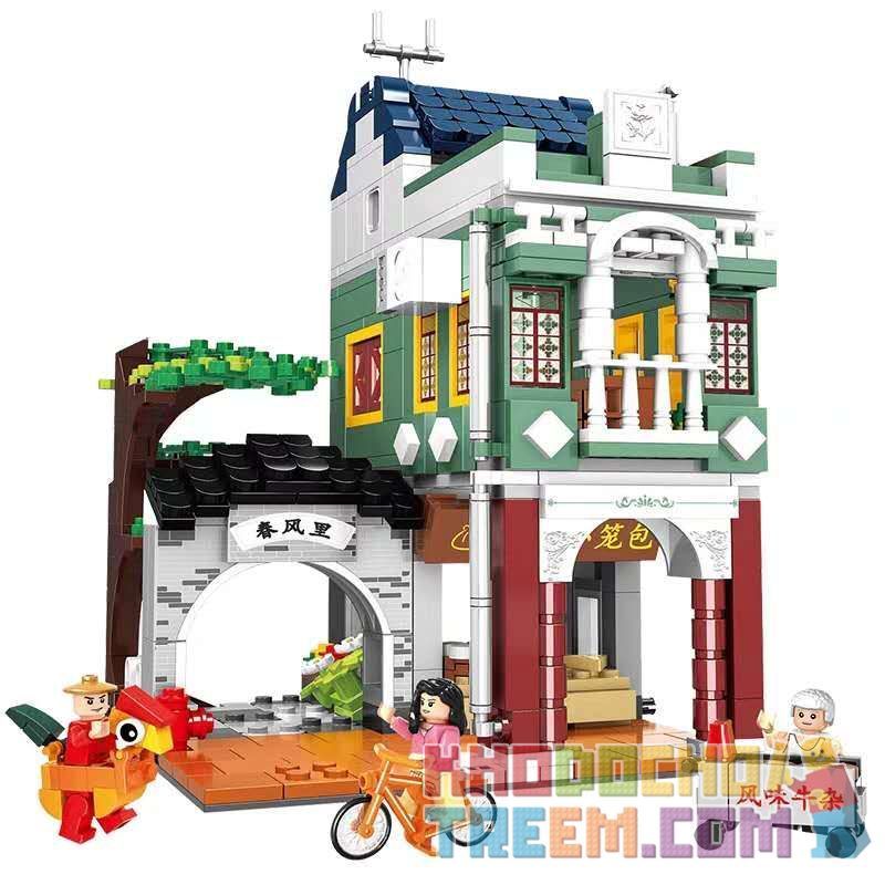 CHAOSHENG C0337 0337 WOMA C0337 0337 Xếp hình kiểu Lego MODULAR BUILDINGS Metropolitan Creative City Riding A Spring Breeze Tron