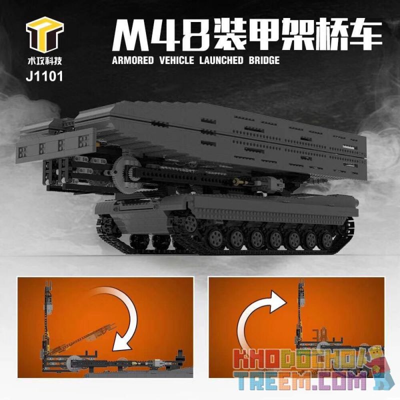 TECHNOLOGY ATTACK J1101 1101 Xếp hình kiểu Lego Technic Technic Armored Vehicle Launched Bridge M48 Armored Bridge Erecting Vehicle 118 Xe Cầu Bọc Thép M48 1 18 