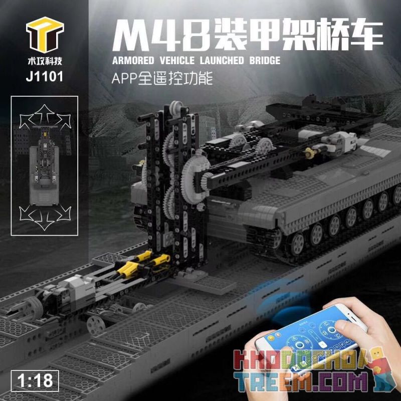 MouldKing 20029 Mould King 20029 non  XE CẦU BỌC THÉP M48 1:18 bộ đồ chơi xếp lắp ráp ghép mô hình  BRIDGE LAYING VEHICLE Kỹ Thuật Công Nghệ Cao Mô Hình Phương Tiện 1759 khối