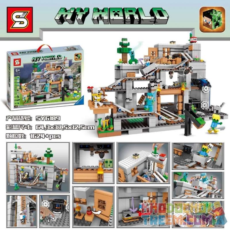 SHENG YUAN SY SY6189 6189 Xếp hình kiểu Lego MINECRAFT My World Cave Của Tôi 1624 khối