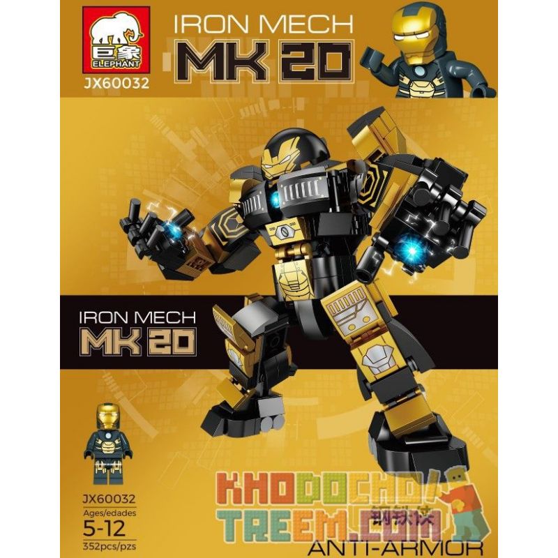 ELEPHANT JX60032 60032 Xếp hình kiểu Lego SUPER HEROES Anti-Armor Iron Mech MK 20 Iron Man Antihak Machine MK20 Máy Iron Man Ant
