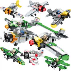 QIAO LE TONG TS88051 88051 non  MÁY BAY CHIẾN ĐẤU LIÊN MINH 6 SPITFIRE BF-109 ZERO P-40 LA-7 HAWK-III bộ đồ chơi xếp lắp ráp ghép mô hình Military Army ALLIANCE FIGHTER Quân Sự Bộ Đội 1083 khối