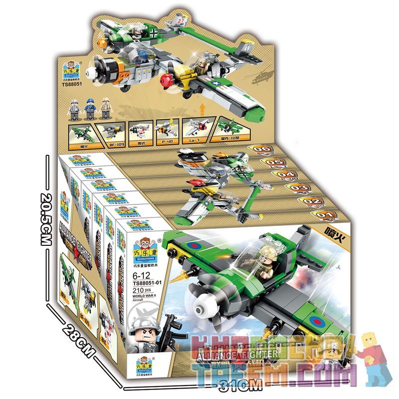 QIAO LE TONG TS88051 88051 non  MÁY BAY CHIẾN ĐẤU LIÊN MINH 6 SPITFIRE BF-109 ZERO P-40 LA-7 HAWK-III bộ đồ chơi xếp lắp ráp ghép mô hình Military Army ALLIANCE FIGHTER Quân Sự Bộ Đội 1083 khối