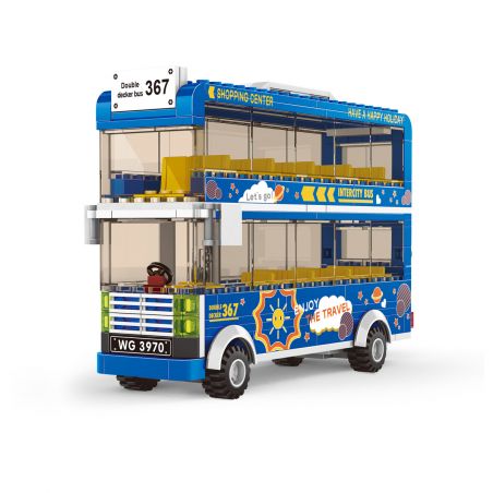 WANGE 3970 non  XE BUÝT HAI TẦNG bộ đồ chơi xếp lắp ráp ghép mô hình City INTERCITY BUS DOUBLE-DECKER Thành Phố 257 khối