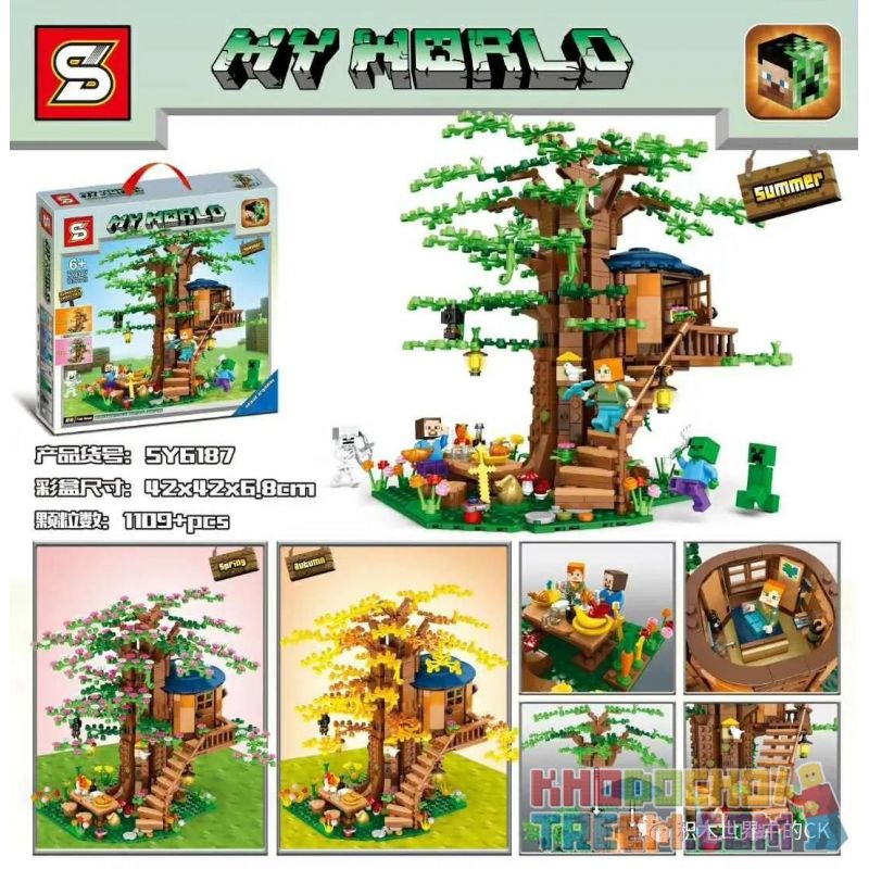 SHENG YUAN SY SY6187 6187 Xếp hình kiểu Lego MINECRAFT MY WORLD Tree House Nhà Trên Cây 1109 khối