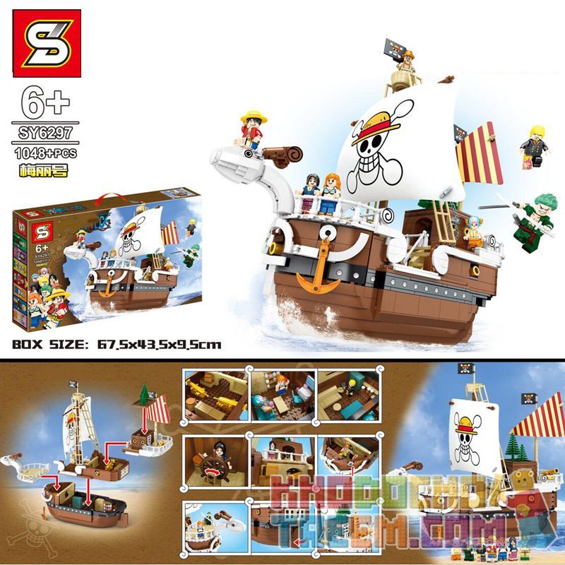 SHENG YUAN SY SY6297 6297 non Lego TÀU CƯỚP BIỂN MERRY bộ đồ chơi xếp lắp ráp ghép mô hình One Piece Đảo Hải Tặc 1048 khối