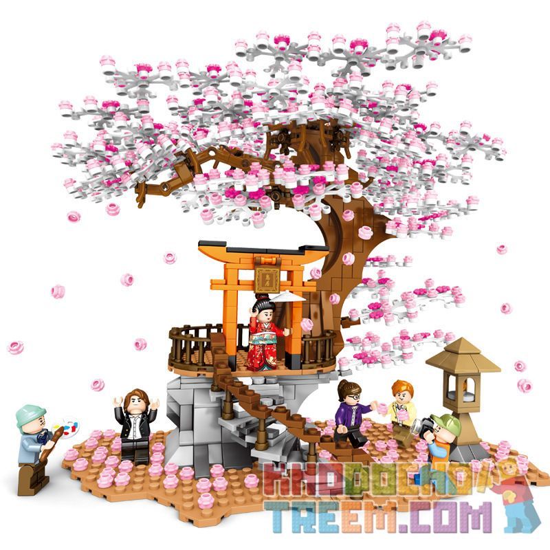 SEMBO 601076 Xếp hình kiểu Lego CHERRY BLOSSOM SEASON Sakura Season Hemisted Sakura Mức độ Trung Bình Cherry View 1167 khối