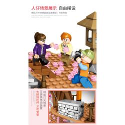 SEMBO 601076 non  MỨC ĐỘ TRUNG BÌNH CHERRY VIEW bộ đồ chơi xếp lắp ráp ghép mô hình Cherry Blossom Season Mùa Hoa Anh Đào 1167 khối