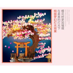 SEMBO 601076 non  MỨC ĐỘ TRUNG BÌNH CHERRY VIEW bộ đồ chơi xếp lắp ráp ghép mô hình Cherry Blossom Season Mùa Hoa Anh Đào 1167 khối