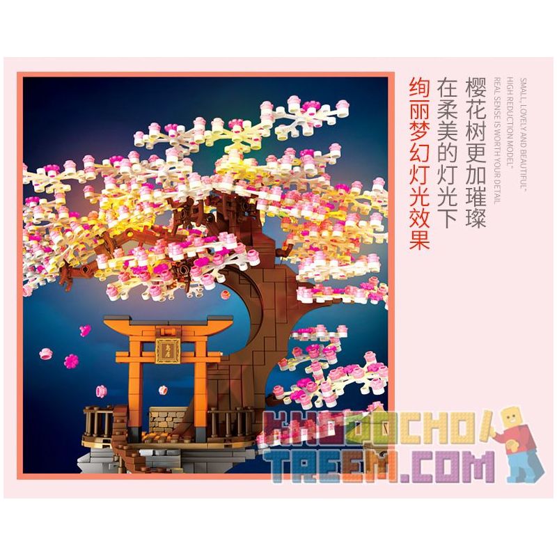 SEMBO 601076 non  MỨC ĐỘ TRUNG BÌNH CHERRY VIEW bộ đồ chơi xếp lắp ráp ghép mô hình Cherry Blossom Season Mùa Hoa Anh Đào 1167 khối