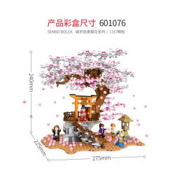 SEMBO 601076 non  MỨC ĐỘ TRUNG BÌNH CHERRY VIEW bộ đồ chơi xếp lắp ráp ghép mô hình Cherry Blossom Season Mùa Hoa Anh Đào 1167 khối