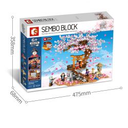SEMBO 601076 non  MỨC ĐỘ TRUNG BÌNH CHERRY VIEW bộ đồ chơi xếp lắp ráp ghép mô hình Cherry Blossom Season Mùa Hoa Anh Đào 1167 khối