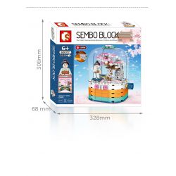 SEMBO 601077 non  HỘP XOAY ĐÈN TRONG SUỐT bộ đồ chơi xếp lắp ráp ghép mô hình Cherry Blossom Season Mùa Hoa Anh Đào 259 khối