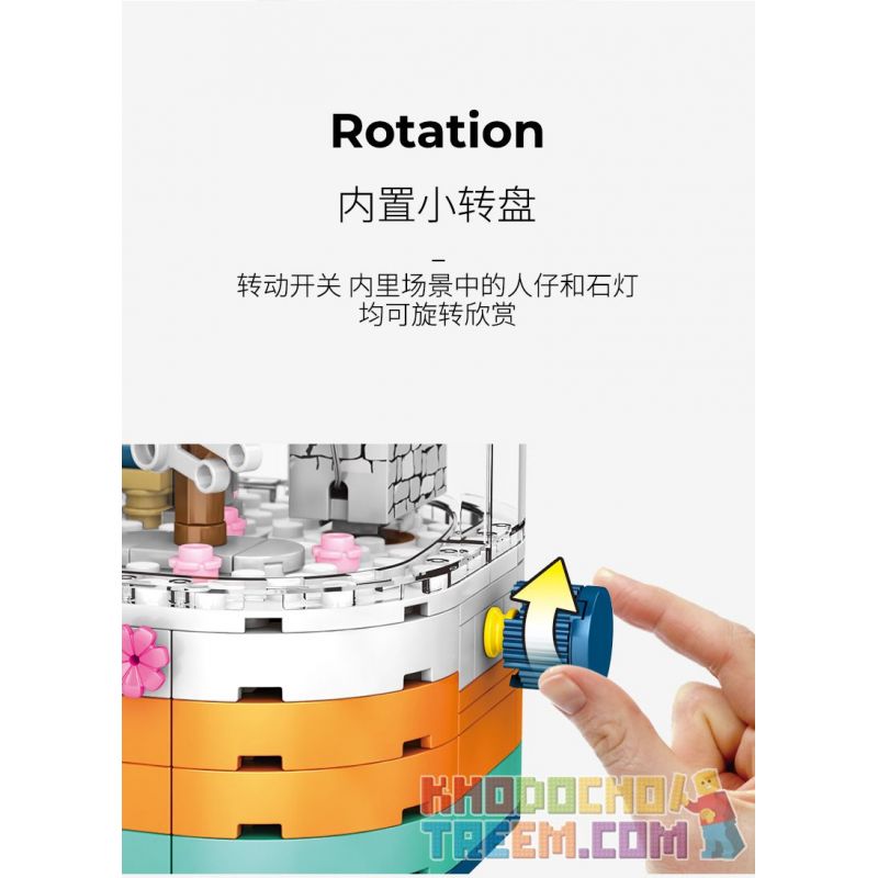 SEMBO 601077 non  HỘP XOAY ĐÈN TRONG SUỐT bộ đồ chơi xếp lắp ráp ghép mô hình Cherry Blossom Season Mùa Hoa Anh Đào 259 khối