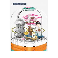 SEMBO 601077 non  HỘP XOAY ĐÈN TRONG SUỐT bộ đồ chơi xếp lắp ráp ghép mô hình Cherry Blossom Season Mùa Hoa Anh Đào 259 khối