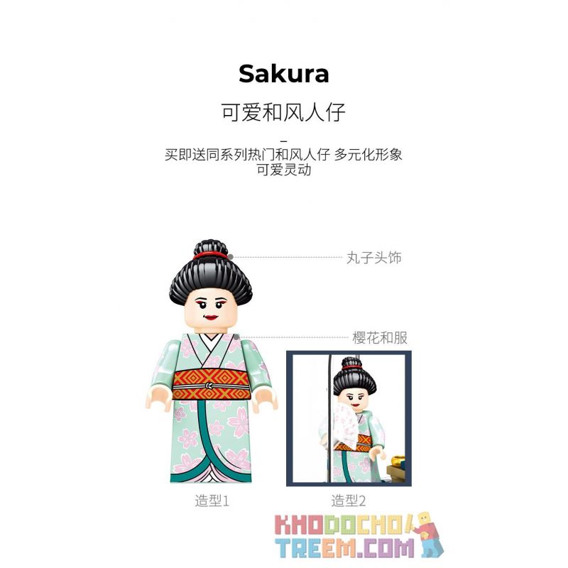 SEMBO 601077 non  HỘP XOAY ĐÈN TRONG SUỐT bộ đồ chơi xếp lắp ráp ghép mô hình Cherry Blossom Season Mùa Hoa Anh Đào 259 khối