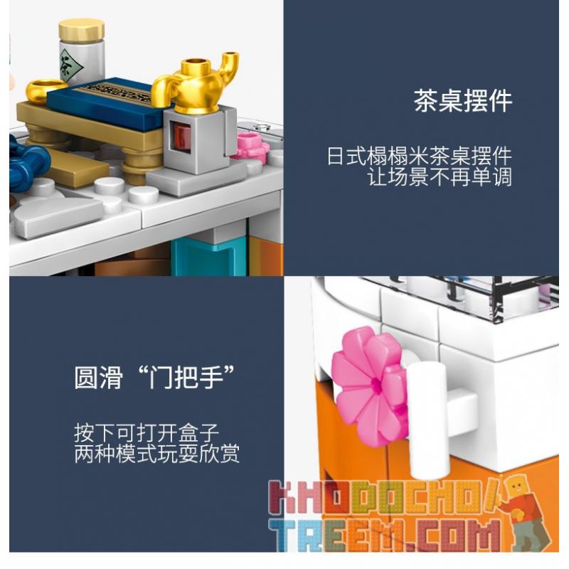 SEMBO 601077 non  HỘP XOAY ĐÈN TRONG SUỐT bộ đồ chơi xếp lắp ráp ghép mô hình Cherry Blossom Season Mùa Hoa Anh Đào 259 khối