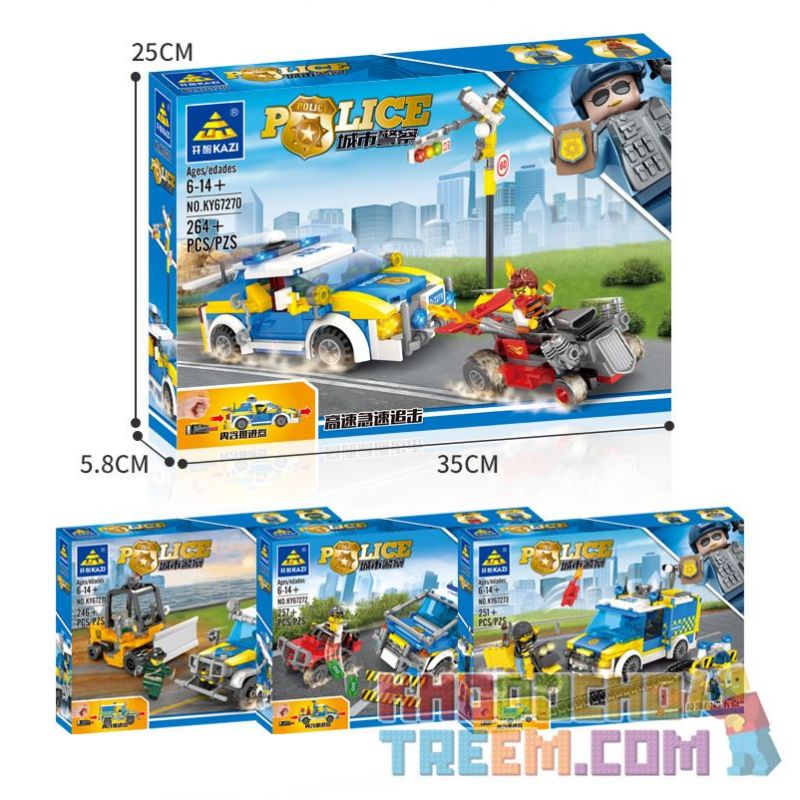 Kazi KY67270 67270 non  RƯỢT ĐUỔI TỐC ĐỘ CAO bộ đồ chơi xếp lắp ráp ghép mô hình Police Cảnh Sát 264 khối