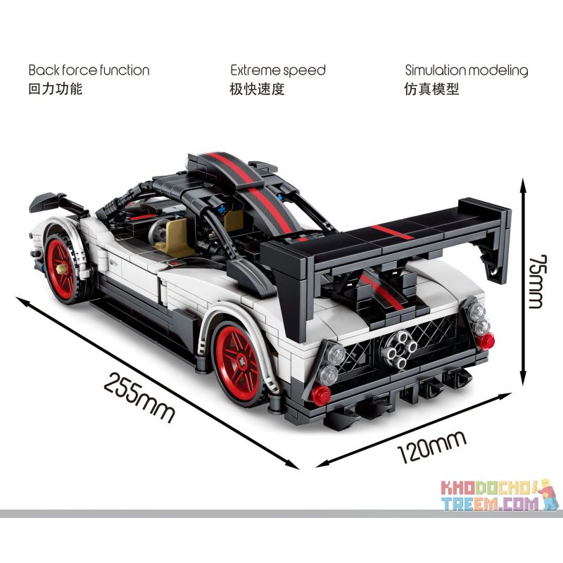 IBLOCK PL-920-153 920-153 PL920-153 SEMBO 701653 non  XE THỂ THAO PAGANI LÙI bộ đồ chơi xếp lắp ráp ghép mô hình  TECHNIQUE PAGANI Kỹ Thuật Công Nghệ Cao Mô Hình Phương Tiện 608 khối