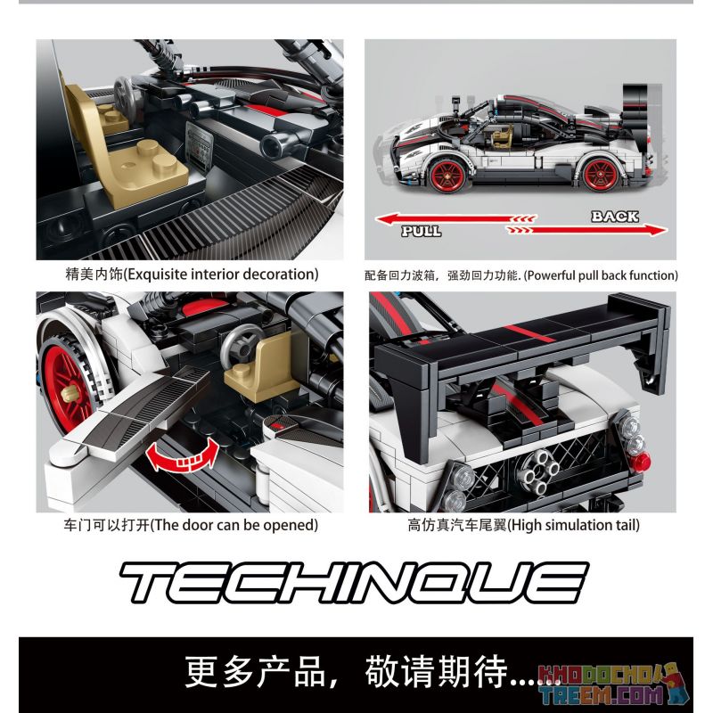 IBLOCK PL-920-153 920-153 PL920-153 SEMBO 701653 non  XE THỂ THAO PAGANI LÙI bộ đồ chơi xếp lắp ráp ghép mô hình  TECHNIQUE PAGANI Kỹ Thuật Công Nghệ Cao Mô Hình Phương Tiện 608 khối