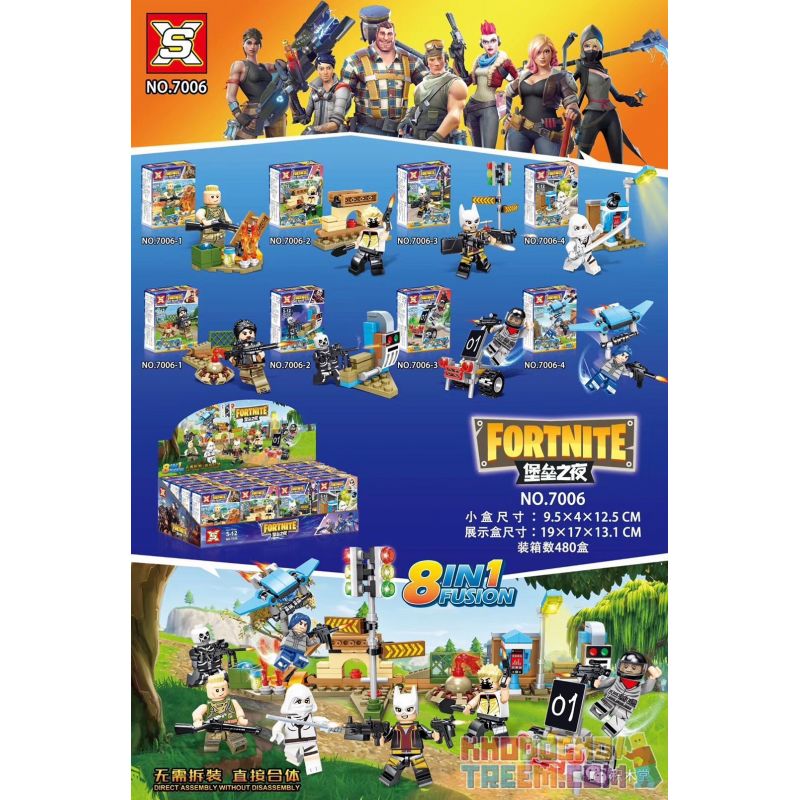 SX 7006 Xếp hình kiểu Lego FORNITE Fortress Night House 8 Pháo đài đêm 8 Minifigures 