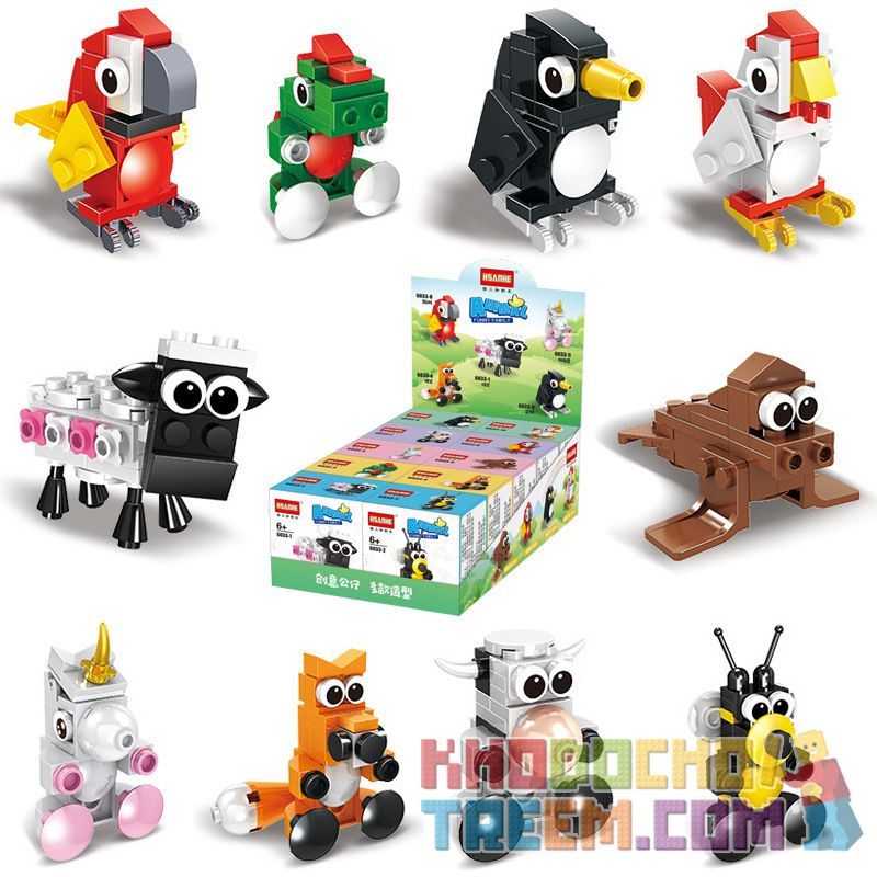 HSANHE 6033 Xếp hình kiểu Lego Animal Funny Family Creative Animal 10 Sheep, Bear, Dragon, Fox, Unicorn, Seal, Cow, Parrot, Peng