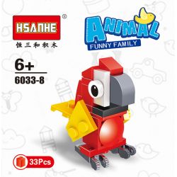 HSANHE 6033 non  10 CON VẬT SÁNG TẠO CỪU GẤU RỒNG CÁO KỲ LÂN HẢI CẨU BÒ VẸT CHIM CÁNH CỤT GÀ TRỐNG bộ đồ chơi xếp lắp ráp ghép mô hình Creator ANIMAL FUNNY FAMILY 338 khối