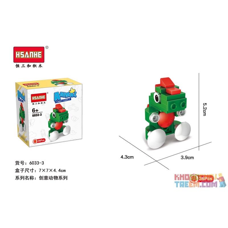 HSANHE 6033 non  10 CON VẬT SÁNG TẠO CỪU GẤU RỒNG CÁO KỲ LÂN HẢI CẨU BÒ VẸT CHIM CÁNH CỤT GÀ TRỐNG bộ đồ chơi xếp lắp ráp ghép mô hình Creator ANIMAL FUNNY FAMILY 338 khối