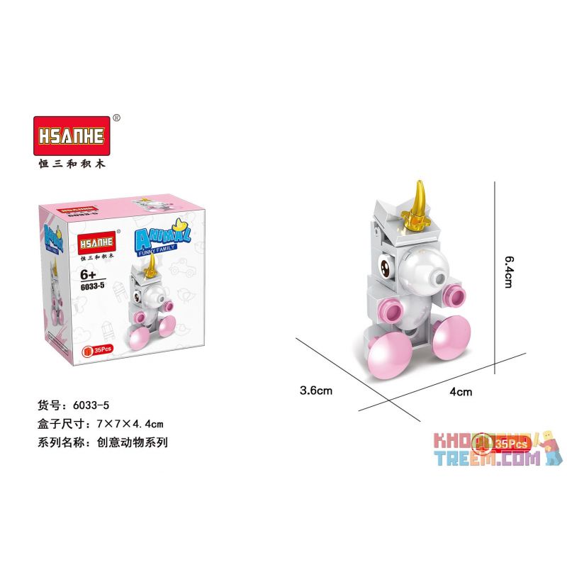 HSANHE 6033 non  10 CON VẬT SÁNG TẠO CỪU GẤU RỒNG CÁO KỲ LÂN HẢI CẨU BÒ VẸT CHIM CÁNH CỤT GÀ TRỐNG bộ đồ chơi xếp lắp ráp ghép mô hình Creator ANIMAL FUNNY FAMILY 338 khối