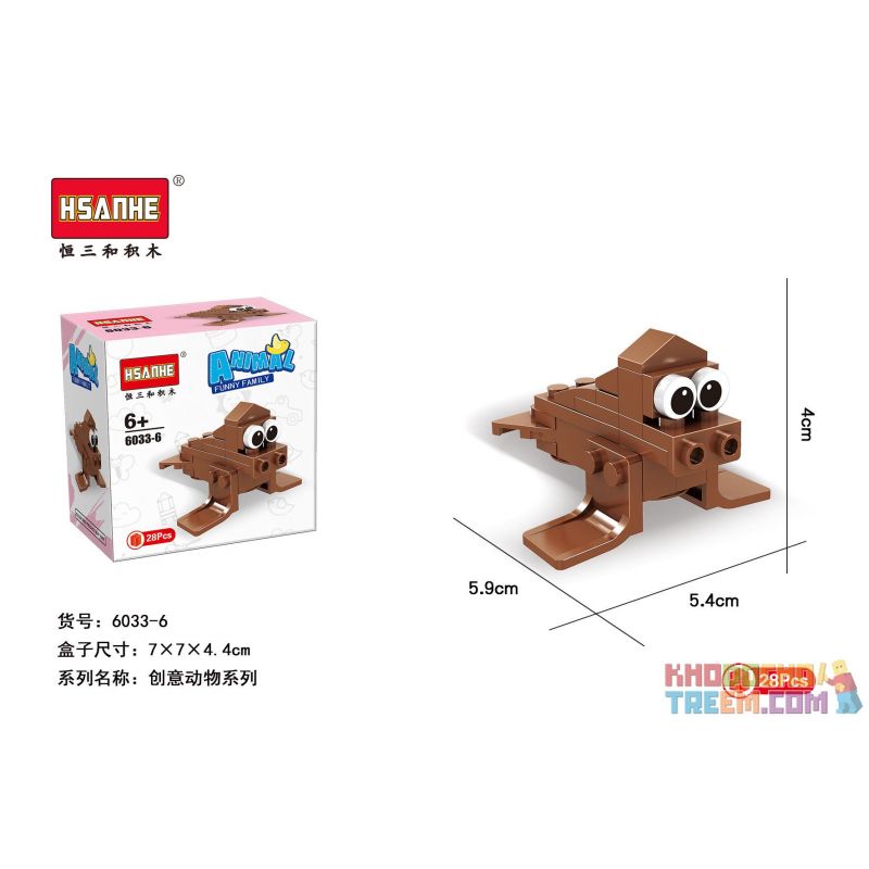 HSANHE 6033 non  10 CON VẬT SÁNG TẠO CỪU GẤU RỒNG CÁO KỲ LÂN HẢI CẨU BÒ VẸT CHIM CÁNH CỤT GÀ TRỐNG bộ đồ chơi xếp lắp ráp ghép mô hình Creator ANIMAL FUNNY FAMILY 338 khối