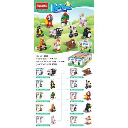 HSANHE 6033 non  10 CON VẬT SÁNG TẠO CỪU GẤU RỒNG CÁO KỲ LÂN HẢI CẨU BÒ VẸT CHIM CÁNH CỤT GÀ TRỐNG bộ đồ chơi xếp lắp ráp ghép mô hình Creator ANIMAL FUNNY FAMILY 338 khối