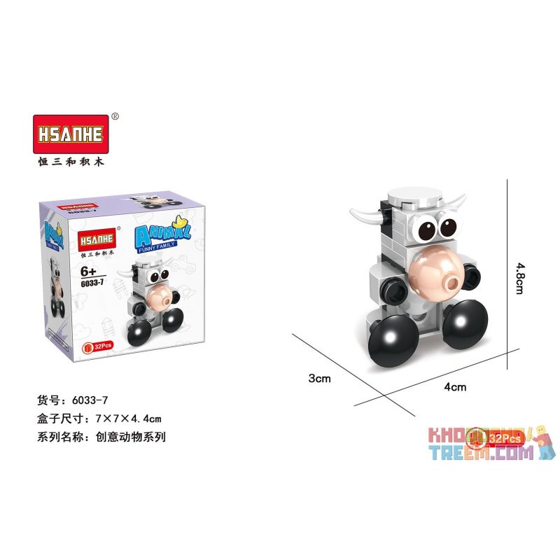 HSANHE 6033 non  10 CON VẬT SÁNG TẠO CỪU GẤU RỒNG CÁO KỲ LÂN HẢI CẨU BÒ VẸT CHIM CÁNH CỤT GÀ TRỐNG bộ đồ chơi xếp lắp ráp ghép mô hình Creator ANIMAL FUNNY FAMILY 338 khối