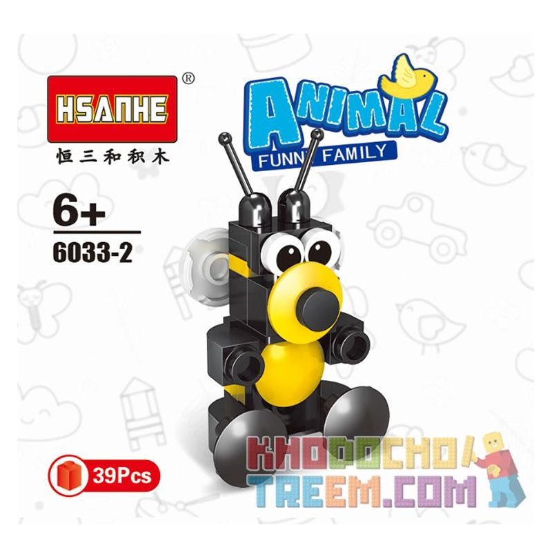 HSANHE 6033 non  10 CON VẬT SÁNG TẠO CỪU GẤU RỒNG CÁO KỲ LÂN HẢI CẨU BÒ VẸT CHIM CÁNH CỤT GÀ TRỐNG bộ đồ chơi xếp lắp ráp ghép mô hình Creator ANIMAL FUNNY FAMILY 338 khối