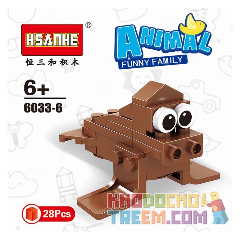 HSANHE 6033 non  10 CON VẬT SÁNG TẠO CỪU GẤU RỒNG CÁO KỲ LÂN HẢI CẨU BÒ VẸT CHIM CÁNH CỤT GÀ TRỐNG bộ đồ chơi xếp lắp ráp ghép mô hình Creator ANIMAL FUNNY FAMILY 338 khối