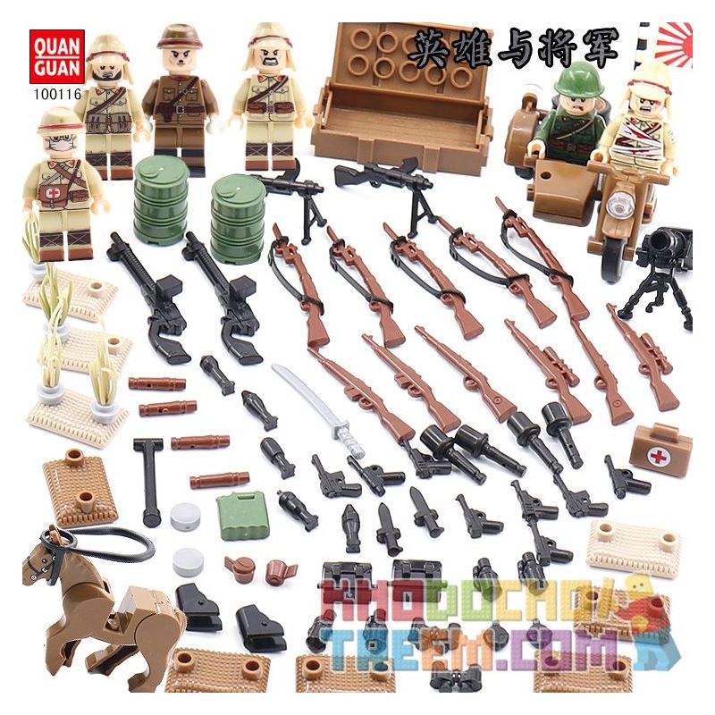 QUANGUAN 100116 Xếp hình kiểu Lego HEROES & GENERALS Heroes & Generals Battlefront Hero And General 8 Models Of Front Line Battl