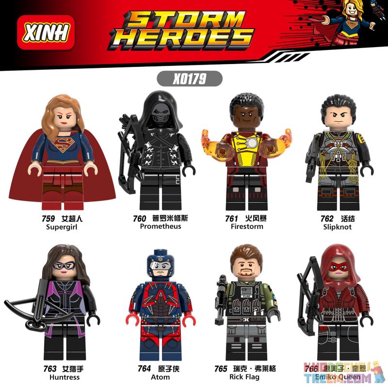 XINH 763 764 765 766 X0179 0179 759 760 761 762 non Lego 8 NHÂN VẬT SIÊU ANH HÙNG MINIFIGURES SUPERGIRL PROMETHEUS FIRESTORM SLIPKNOT HUNTRESS ATOMIC RICK FLEGG EMIKO QUINN bộ đồ chơi xếp lắp ráp ghép mô hình Super Heroes STORM HEROES Siêu Nhân Anh Hùng