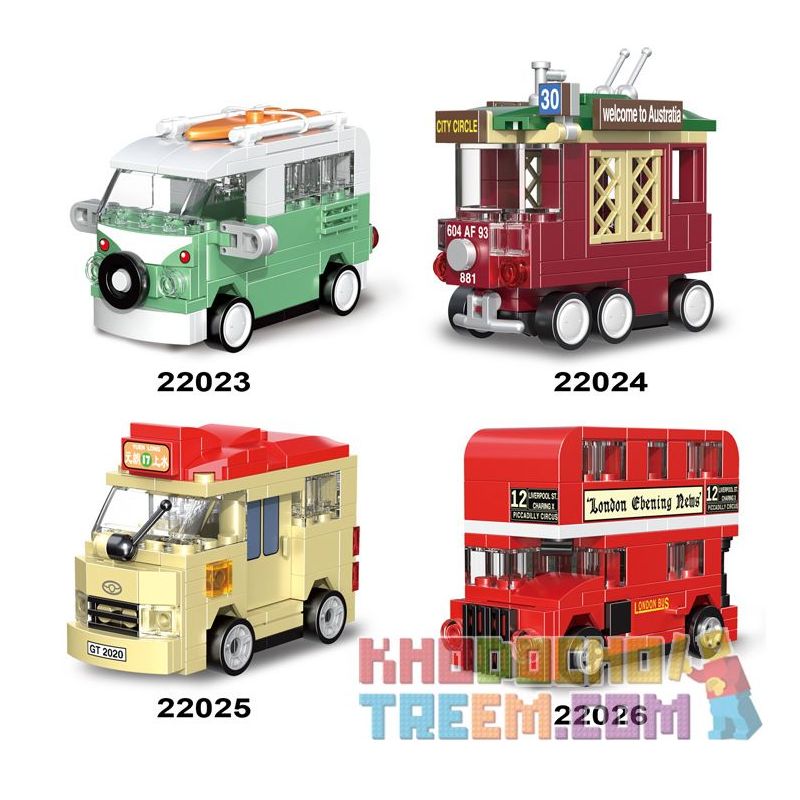 DECOOL JiSi BrickCool 22023 22024 22025 22026 Xếp hình kiểu Lego SPEED CHAMPIONS Mini Racing PaceMaker Pull Back Car 4 Types Of Bus 4 Loại Xe Buýt gồm 4 hộp nhỏ