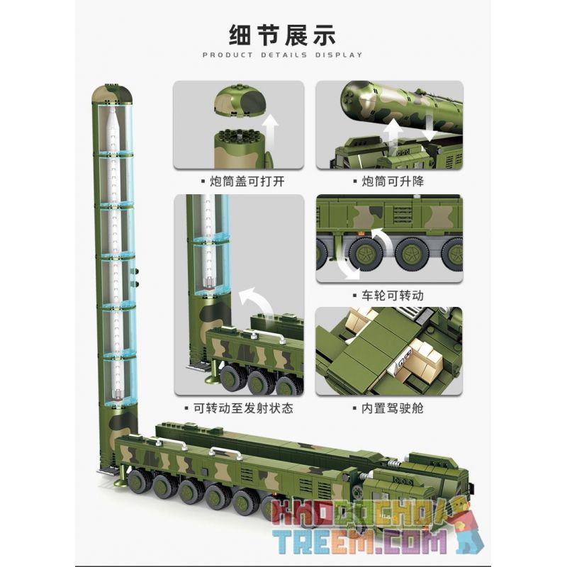 PanlosBrick 639009 Panlos Brick 639009 non  TÊN LỬA HẠT NHÂN CHIẾN LƯỢC LIÊN LỤC ĐỊA DONGFENG-41 bộ đồ chơi xếp lắp ráp ghép mô hình Military Army DF-41 INTERCONTINENTAL MISSILE Quân Sự Bộ Đội 1149 khối PanlosBrick 639009 Panlos Brick 639009 non  TÊN LỬA HẠT NHÂN CHIẾN LƯỢC LIÊN LỤC ĐỊA DONGFENG-41 bộ đồ chơi xếp lắp ráp ghép mô hình Military Army DF-41 INTERCONTINENTAL MISSILE Quân Sự Bộ Đội 1149 khối