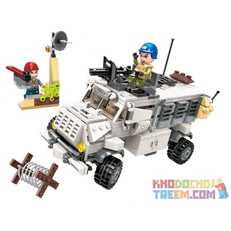 Enlighten 3212 Qman 3212 Xếp hình kiểu Lego Thunder Mission Anti-mine Anti-ambush Vehicle Xe Chống Phục Kích Chớp Nhoáng 450 khối