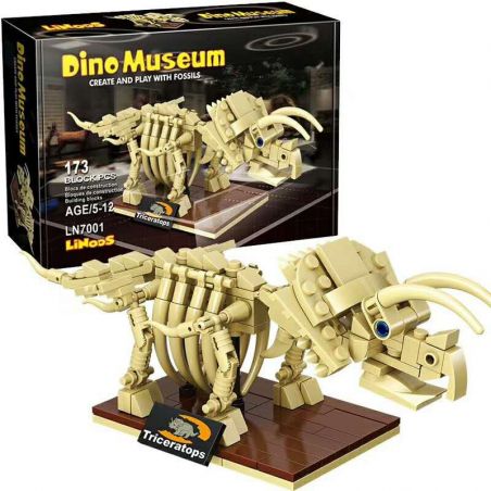 LINOOS LN7001 7001 non  BỘ XƯƠNG TRICERATOPS bộ đồ chơi xếp lắp ráp ghép mô hình Dino Museum DINO MUSEUM TRICERATOPS Bảo Tàng Khủng Long 173 khối