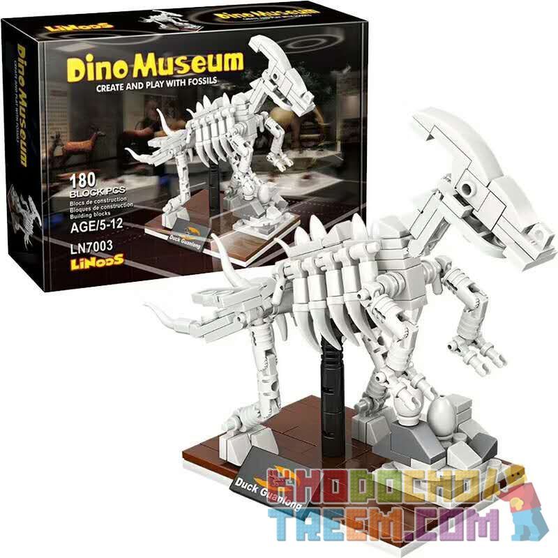 LINOOS LN7003 7003 Xếp hình kiểu Lego DINO MUSEUM Dino Museum Corythosaurus Dinosaur Museum Guanlong Skeleton Vương Miện Rồng Skeleton. 180 khối