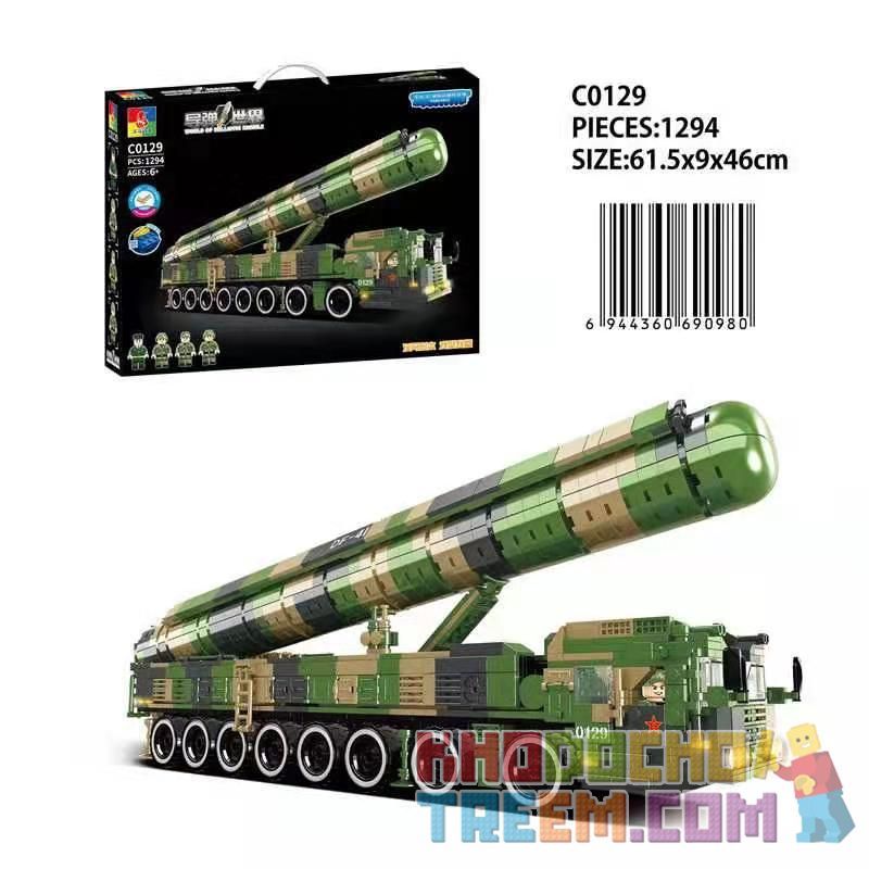 WOMA C0129 0129 non Lego TÊN LỬA HẠT NHÂN CHIẾN LƯỢC LIÊN LỤC ĐỊA DONGFENG-41 bộ đồ chơi xếp lắp ráp ghép mô hình World Of Ballistic Missile Trận Chiến Tên Lửa 1294 khối