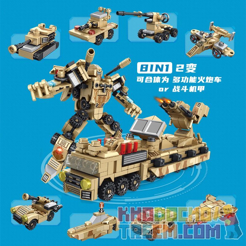 PanlosBrick 620004 Panlos Brick 620004 non  8 TỔ HỢP XE PHÁO ĐA CHỨC NĂNG VÀ CƠ GIỚI CHIẾN TRANH bộ đồ chơi xếp lắp ráp ghép mô hình Super Warrios SUPER WARRIOR Siêu Chiến Binh