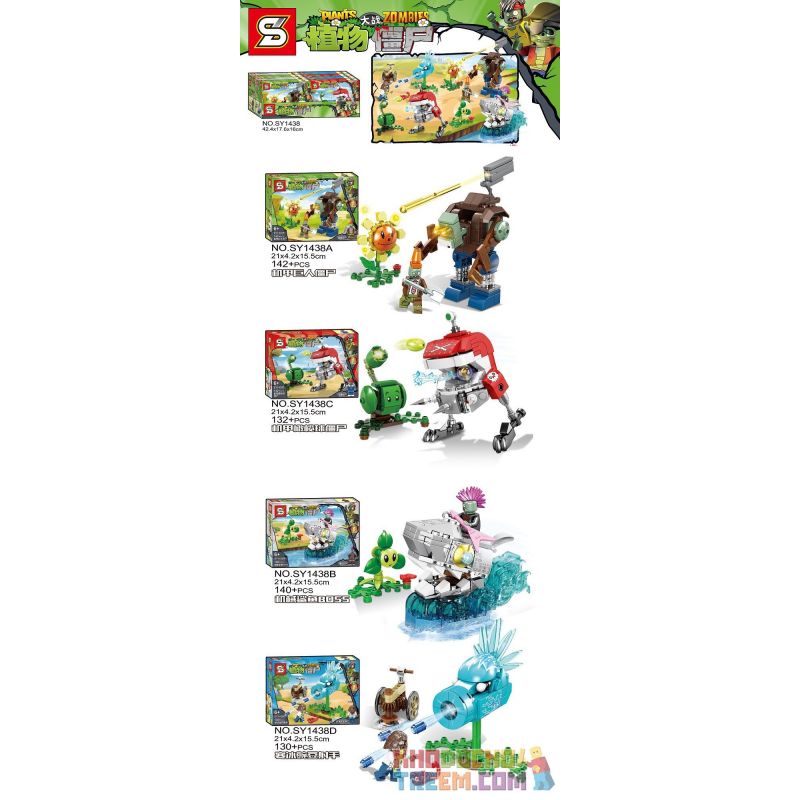 SHENG YUAN SY SY1438 1438 Xếp hình kiểu Lego PLANTS VS ZOMBIES Plants Vs.Zombies Plants Vs. Zombies 4 Machine Giant Zombies, Mac