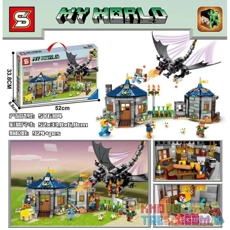 SHENG YUAN SY SY6184 6184 non Lego THẾ GIỚI CỦA TÔI bộ đồ chơi xếp lắp ráp ghép mô hình Minecraft MY WORLD Game Xây Dựng 924 khối