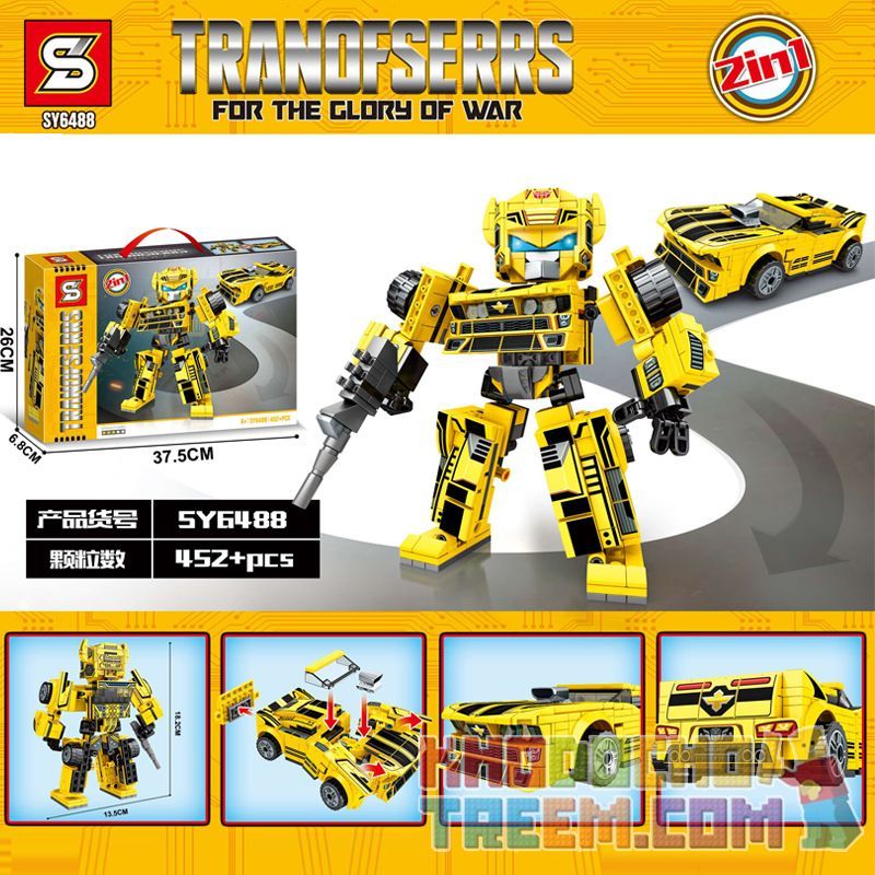 SHENG YUAN SY SY6488 6488 Xếp hình kiểu Lego TRANSFORMERS TRANOFSERRS For The Glory Of War Transforming Robot Bumblebee Con Ong 452 khối