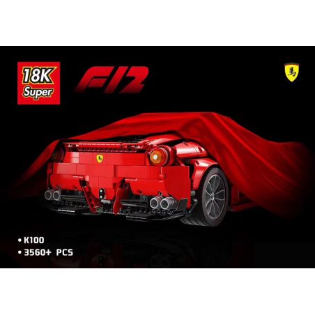 SUPER 18K K100 non  FERRARI F12. bộ đồ chơi xếp lắp ráp ghép mô hình  Kỹ Thuật Công Nghệ Cao Mô Hình Phương Tiện 3571 khối